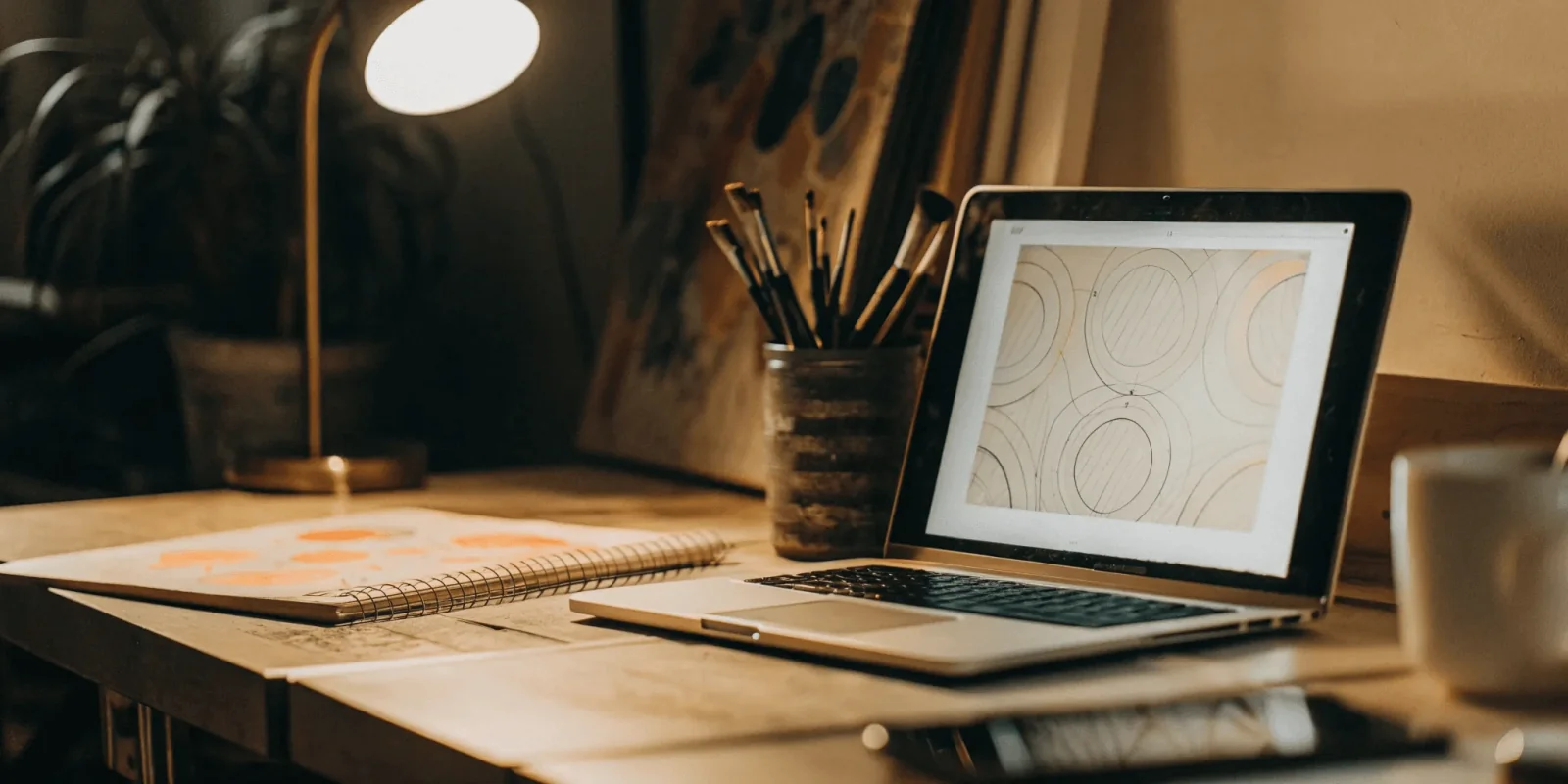 Generative art software interface with colorful abstract patterns